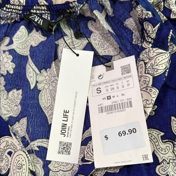 Zara Blue and White Patterned Dress - Picture 2 of 5
